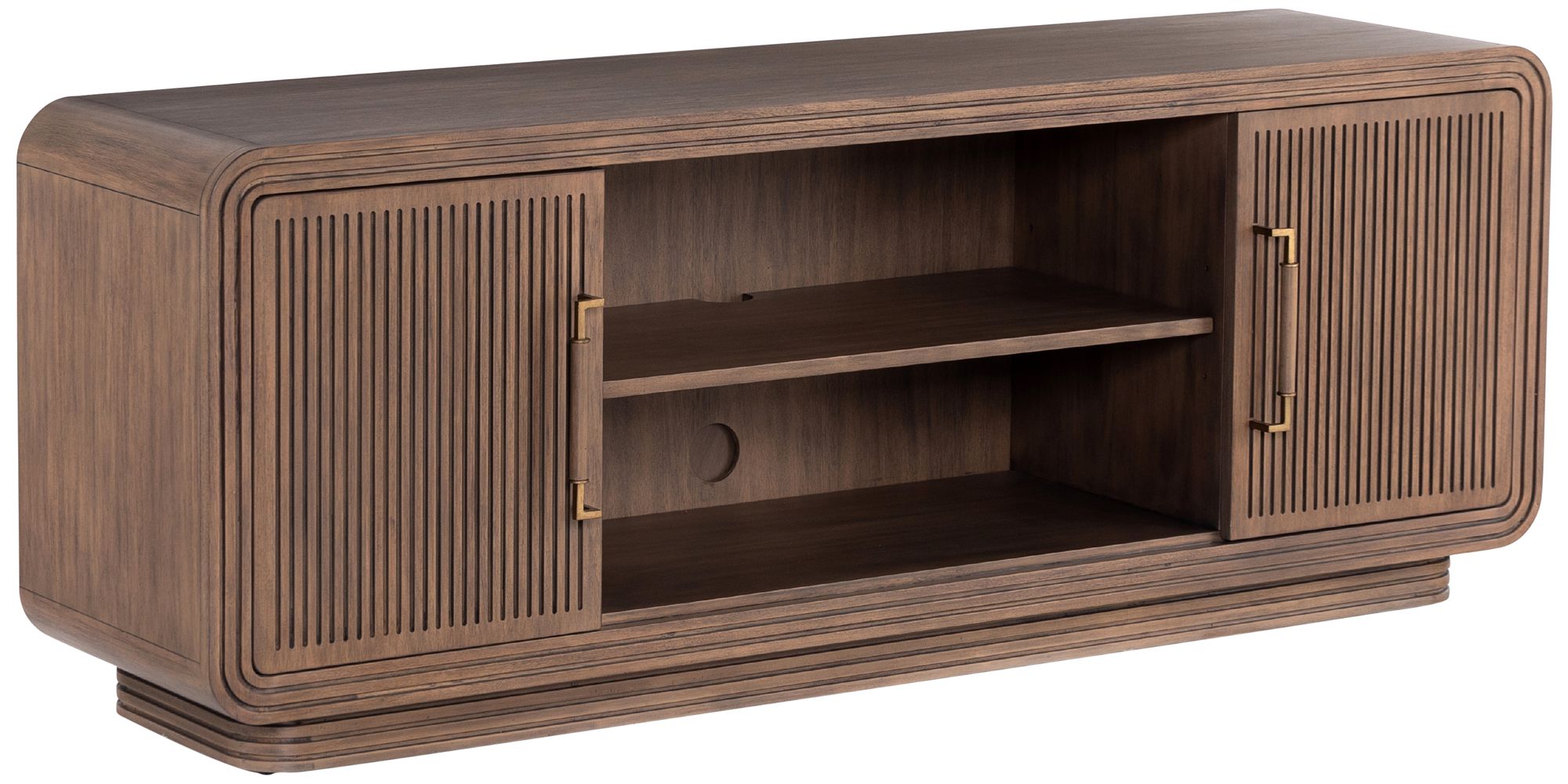 Stark 72" Wide Mid-Century Warm Espresso Mahogany 2-Door Media Console