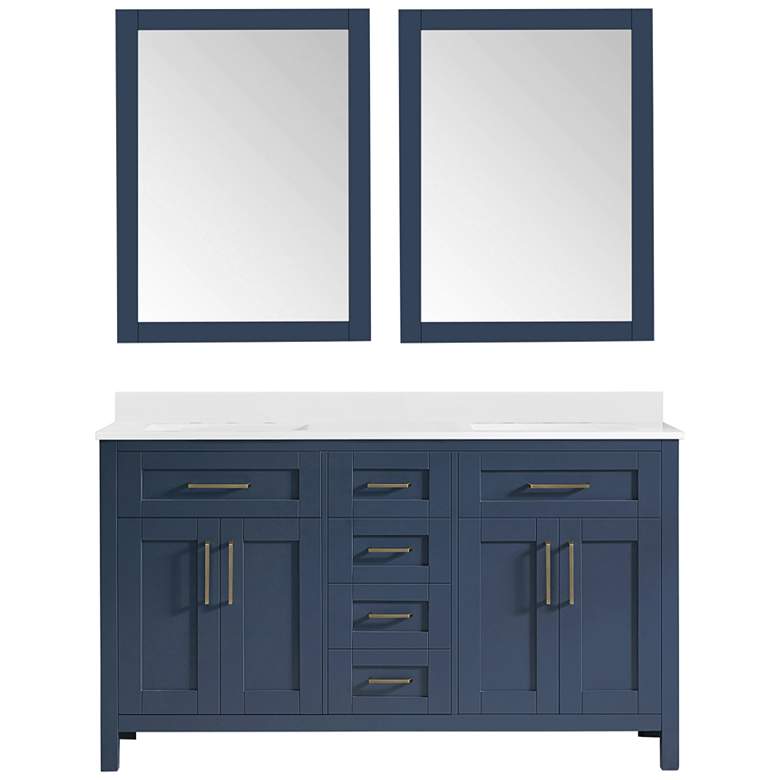Tahoe 60&quot; Wide Blue Double Sink Vanity Kit With 2 Mirrors
