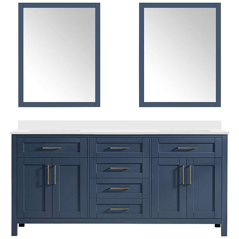 Tahoe 72&quot; Wide Blue Double Sink Vanity Kit With 2 Mirrors