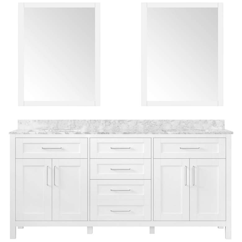 Tahoe 72&quot; Wide White Double Sink Vanity Kit With 2 Mirrors