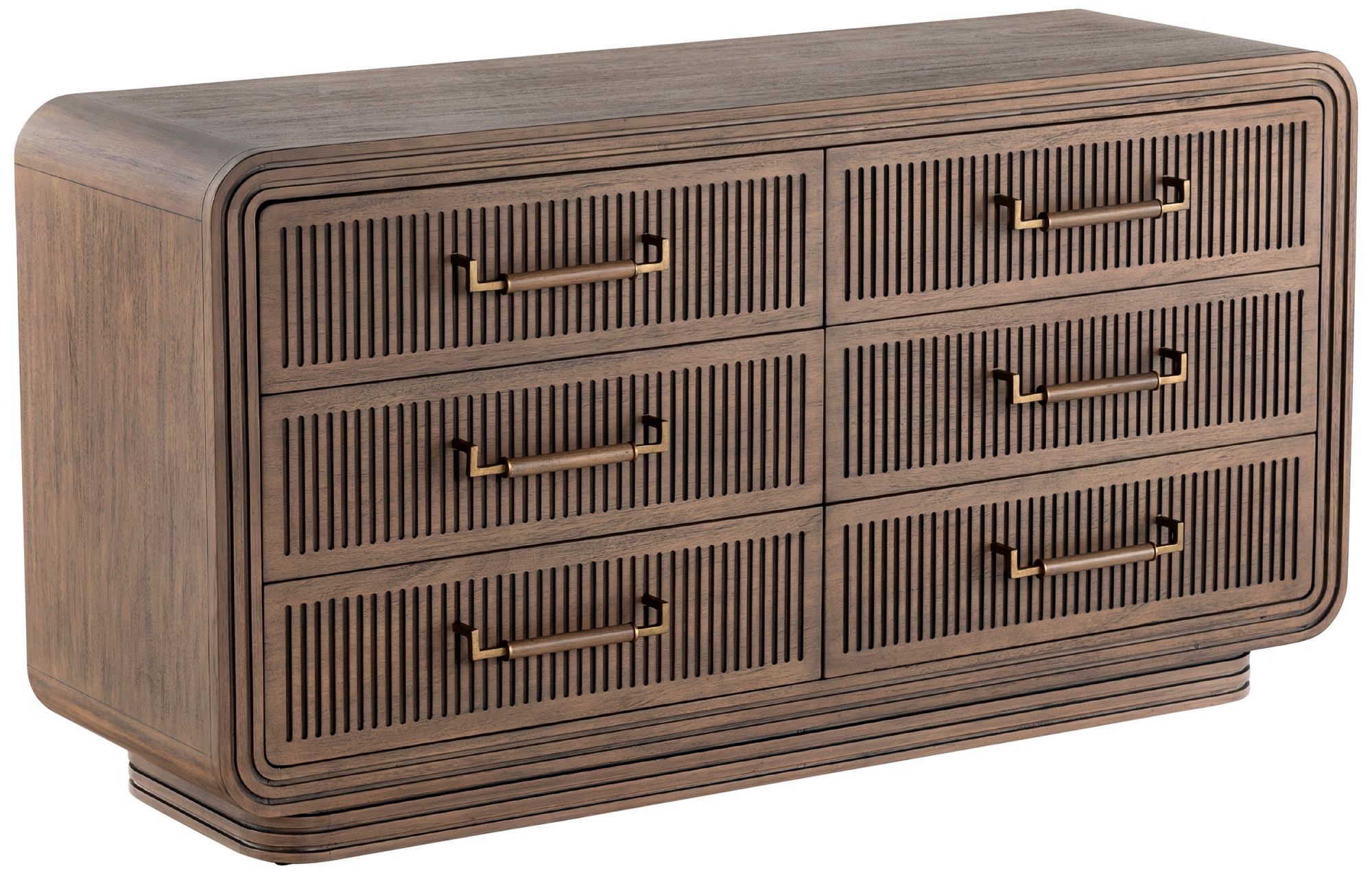 Stark 58" Wide Mid-Century Warm Espresso Mahogany 6-Drawer Dresser