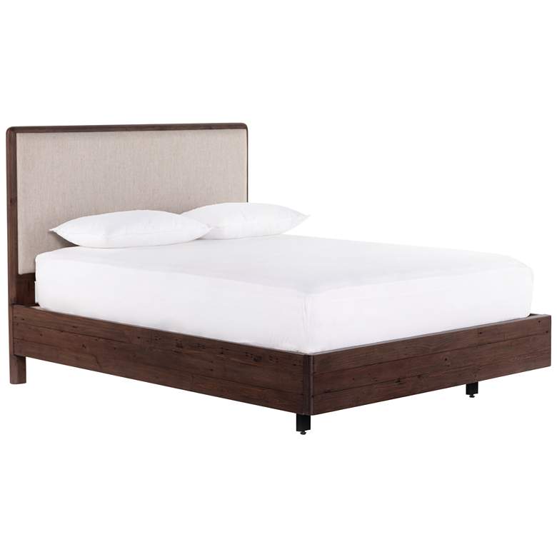 Image 1 Lineo Rustic Wood Upholstered Queen Bed