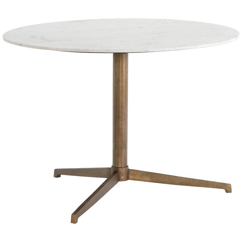 Helen 42&quot; Wide Aluminum and Marble Round Bistro Table