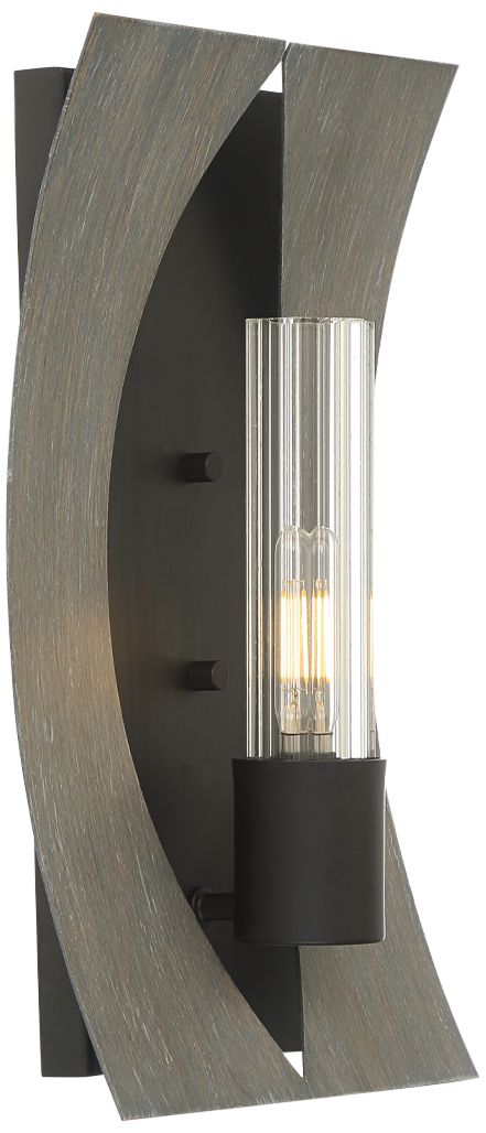 Eurofase Pennino 13 1/2"H Matte Black and Gray Wood LED Wall Sconce