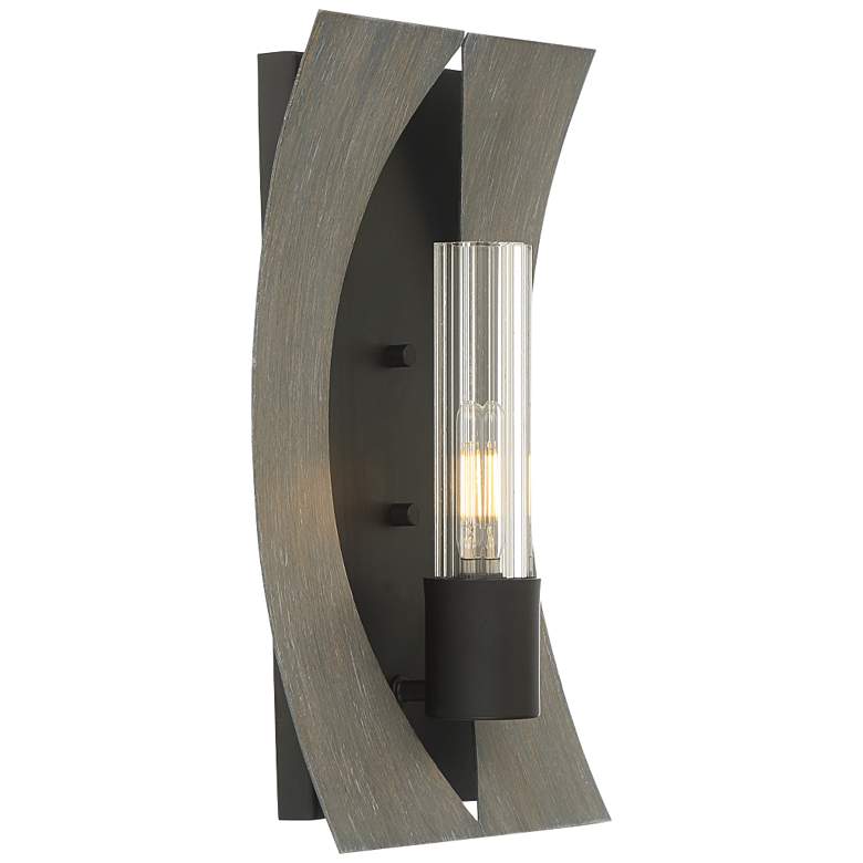 Eurofase Pennino 13 1/2&quot;H Matte Black and Gray Wood LED Wall Sconce