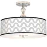 Wave Giclee 16&quot; Wide Semi-Flush Ceiling Light