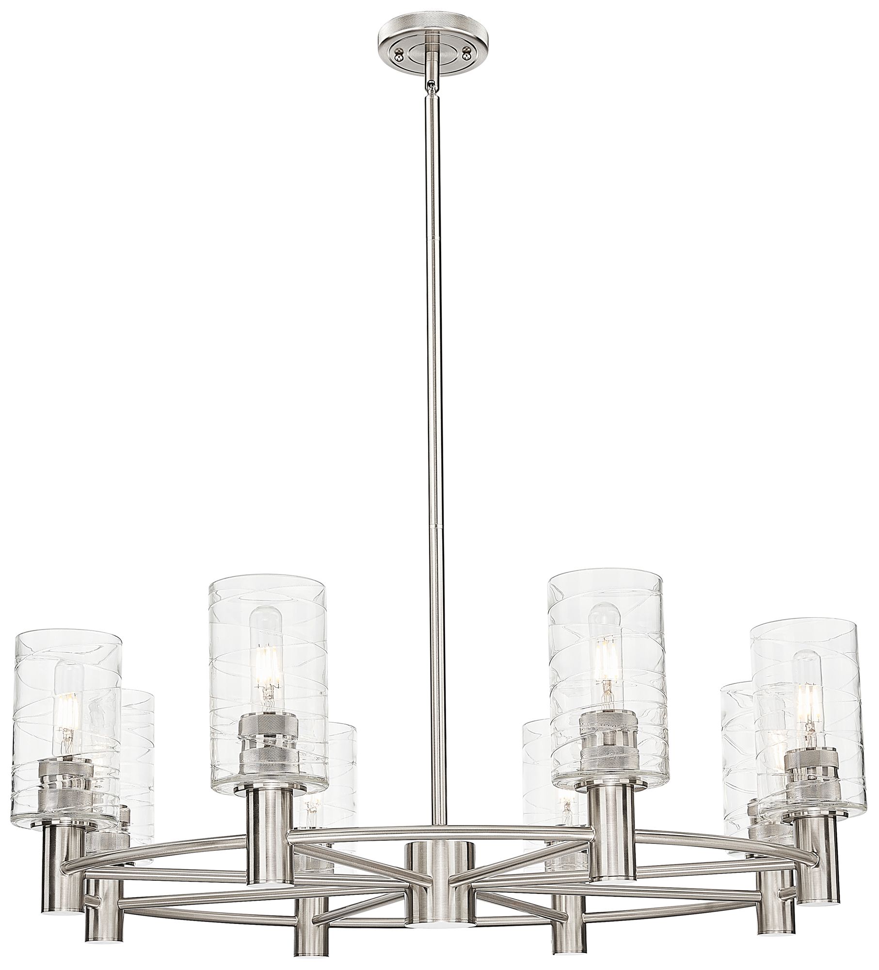 Innovations Lighting Crown Point 32" Nickel Seeded Glass Chandelier