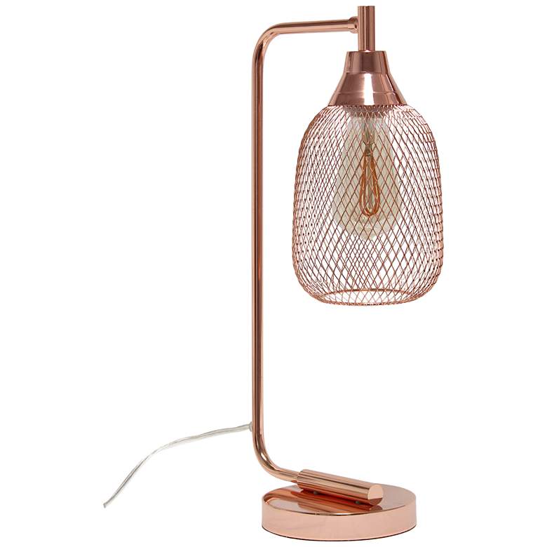Image 2 Lalia Home Rose Gold Wired Mesh Desk Lamp