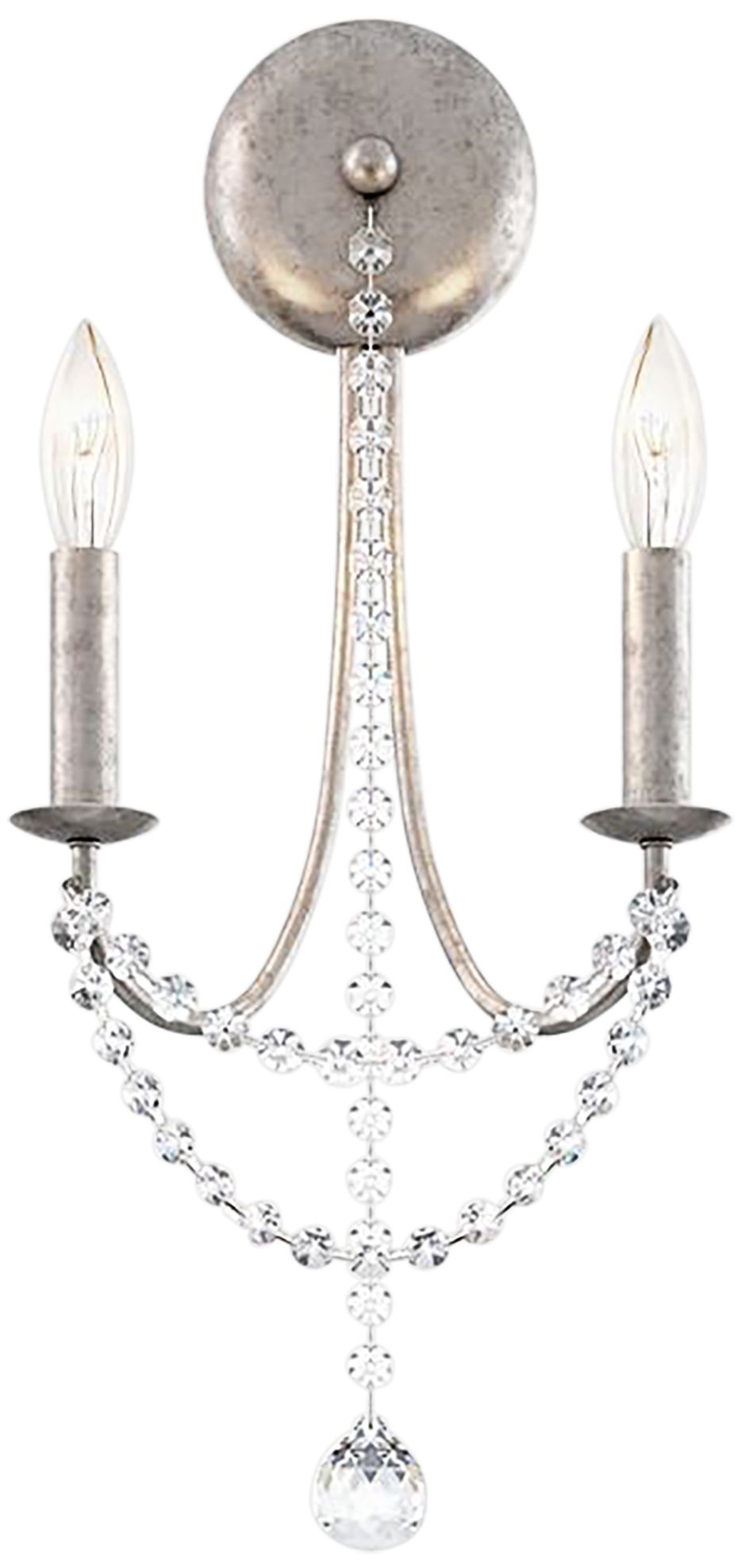 Schonbek Verdana 19" High Antique Silver 2-Light Wall Sconce