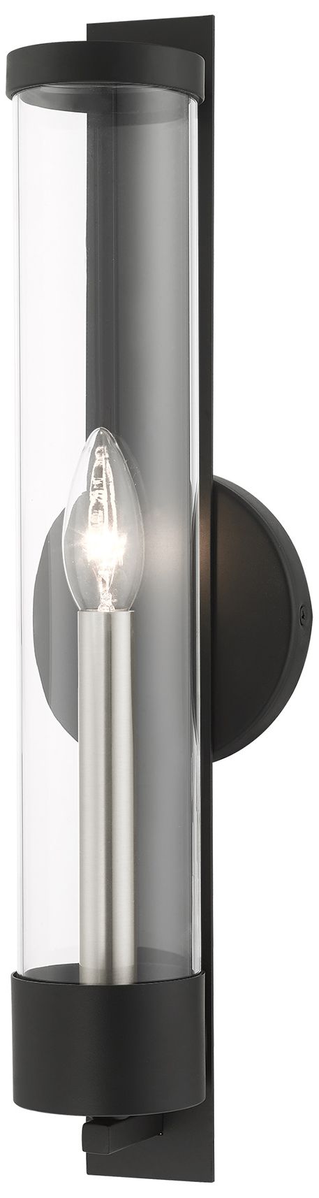 Castleton 18" High Black and Cylinder Glass Wall Sconce