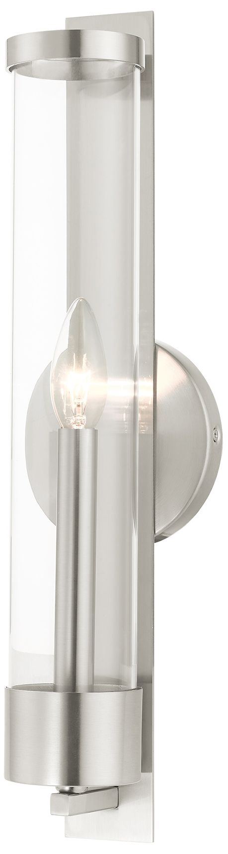 Castleton 18"H Brushed Nickel and Cylinder Glass Wall Sconce