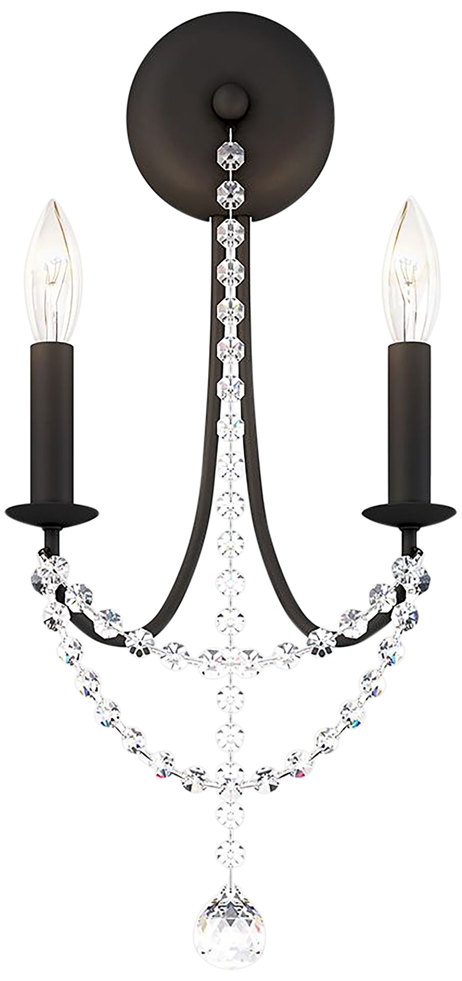 Schonbek Verdana 19" High Matte Black 2-Light Wall Sconce