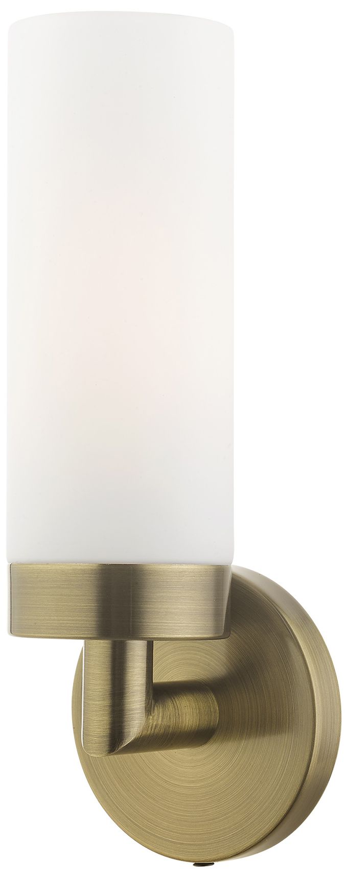 Aero 11 3/4" High Antique Brass and White Glass Wall Sconce