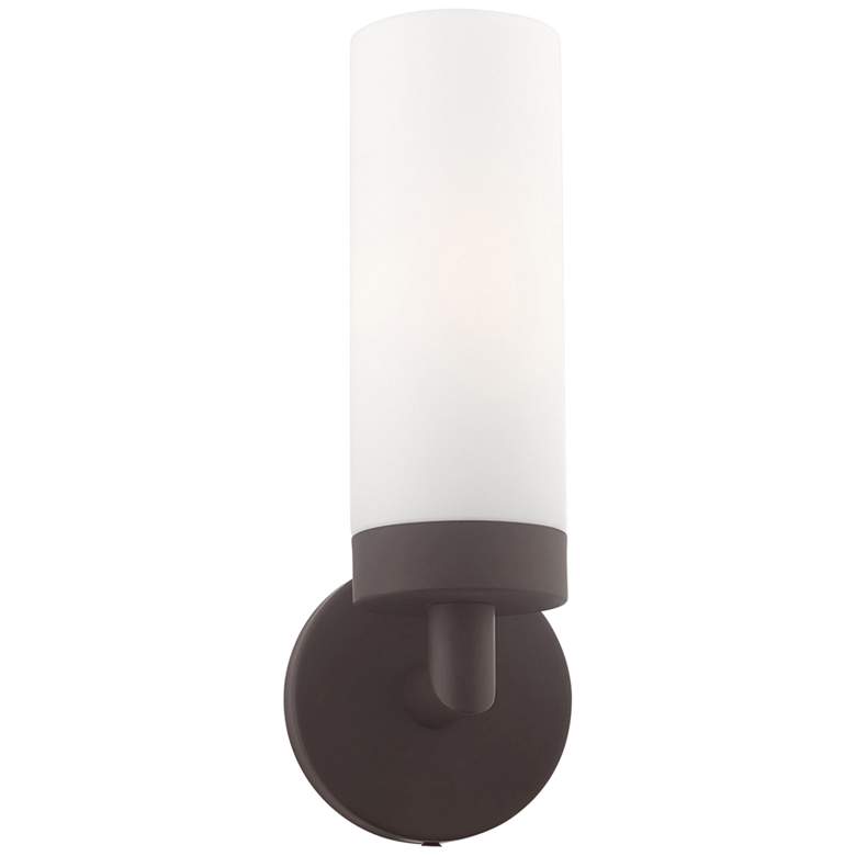 Aero 11 3/4&quot; High Bronze Metal and White Glass Wall Sconce