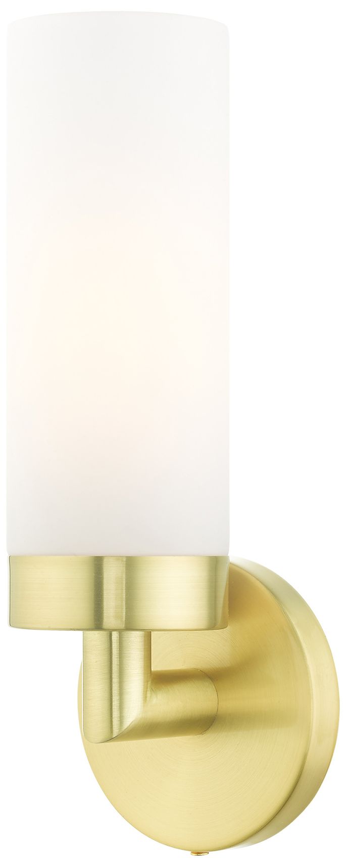 Aero 11 3/4"H Satin Brass Metal and White Glass Wall Sconce