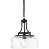Charleston 13 1/2&quot; Wide Clear Glass and Black LED Pendant Light