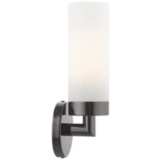 Aero 11 3/4&quot; High Black Chrome and White Glass Wall Sconce