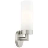 Aero 11 3/4&quot; High Brushed Nickel and White Glass Wall Sconce