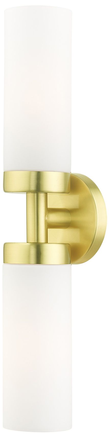 Aero 19 1/4"W Satin Brass and White Glass 2-Light Bath Light
