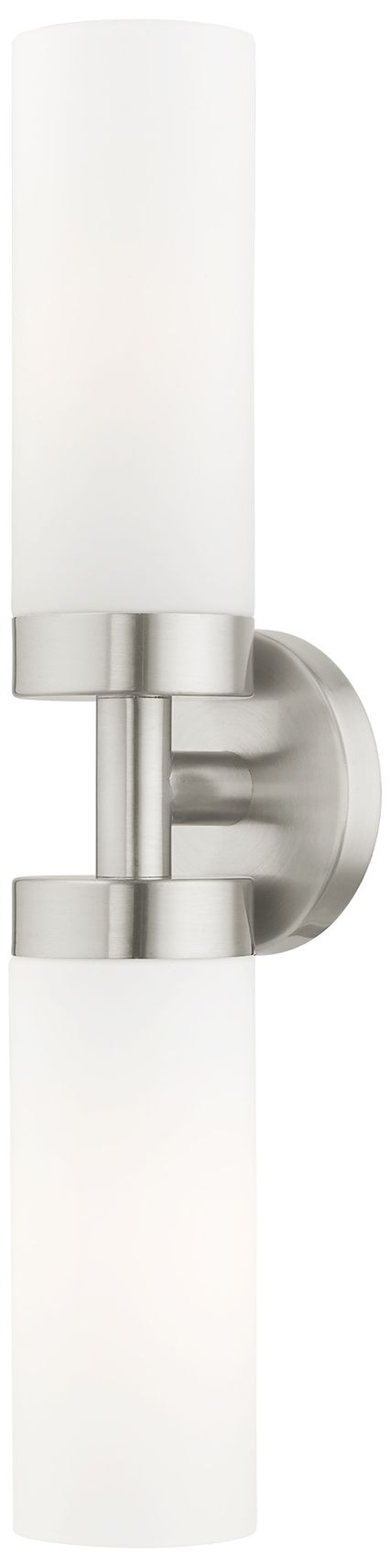 Aero 19 1/4"W Brushed Nickel White Glass 2-Light Bath Light