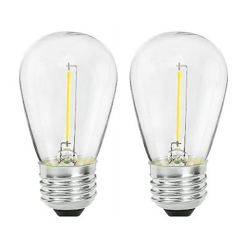 Image 1 Clear 1W ST14 Non-Dimmable LED Outdoor Party Light Bulb 2-Pack