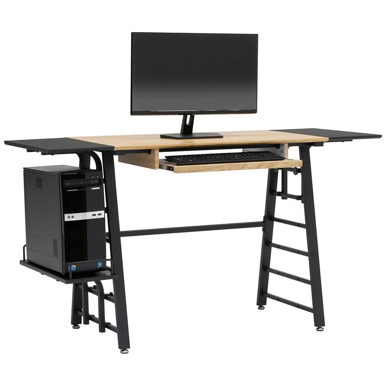 Image 2 Ashwood 55 1/4"W Graphite Convertible Desk w/ Keyboard Shelf