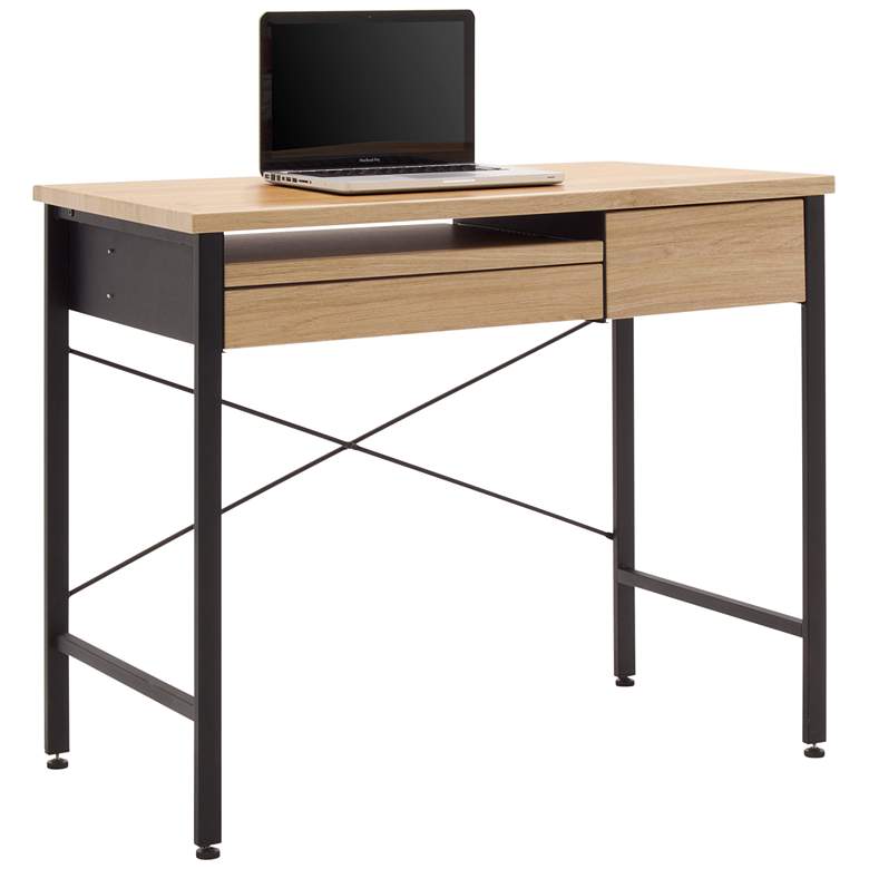 Ashwood 35 1/4&quot; Wide Graphite 2-Drawer Compact Desk