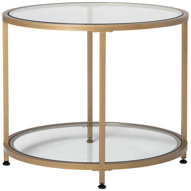 Camber 26&quot; Wide Glass and Gold Round End Table