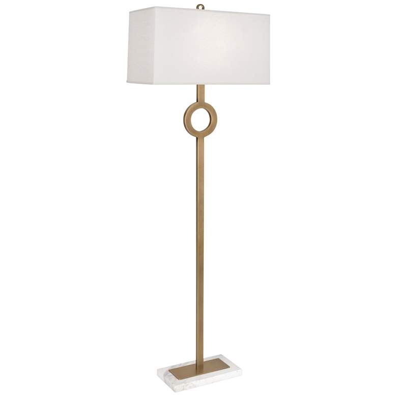 Image 2 Robert Abbey Oculus Brass Metal Floor Lamp with Oyster Shade