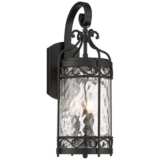 Paseo 23&quot; High Hammered Glass Matte Black Outdoor Wall Light