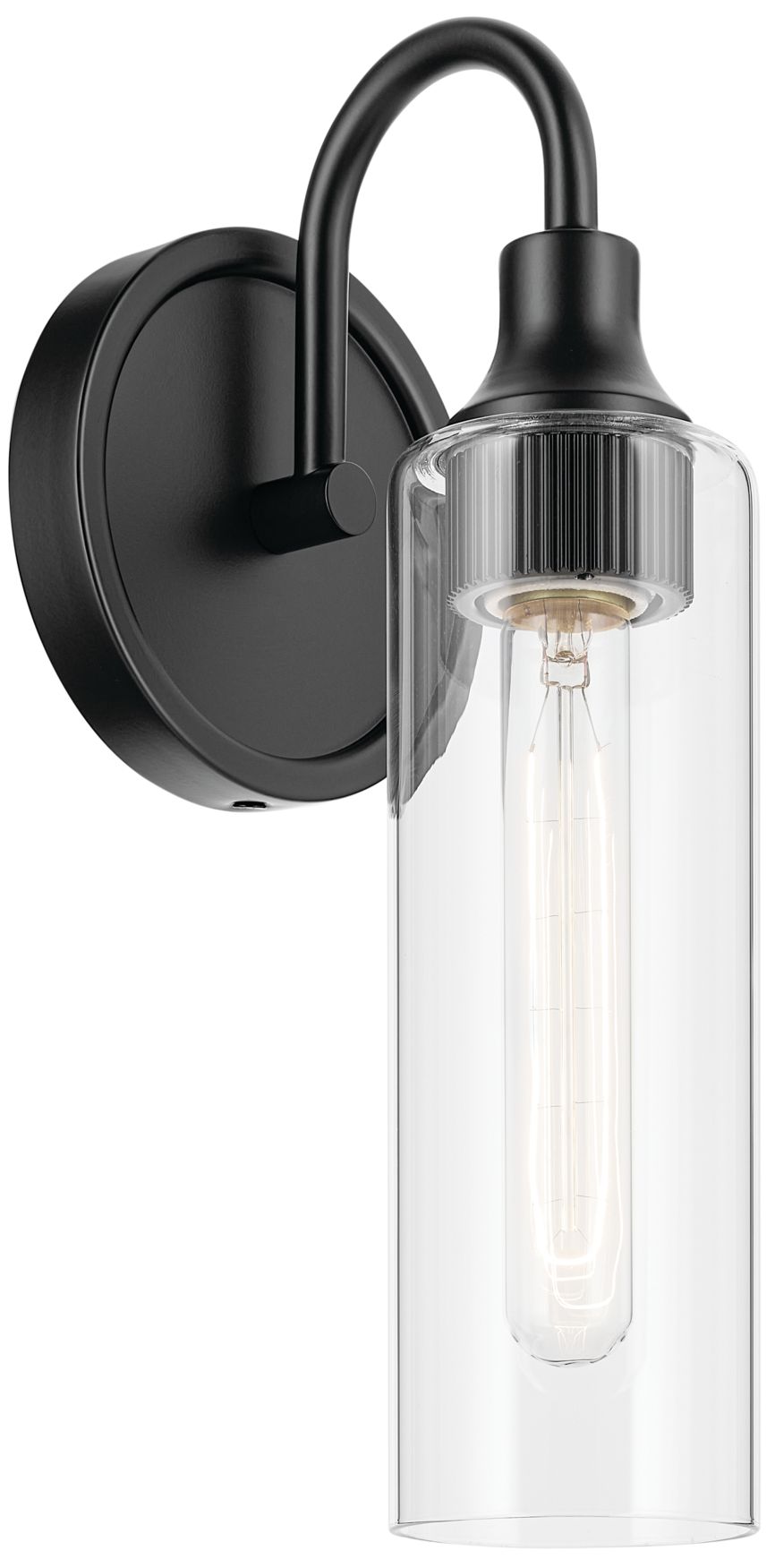 Kichler Kavi Black Wall Sconce 1lt With Clear Glass