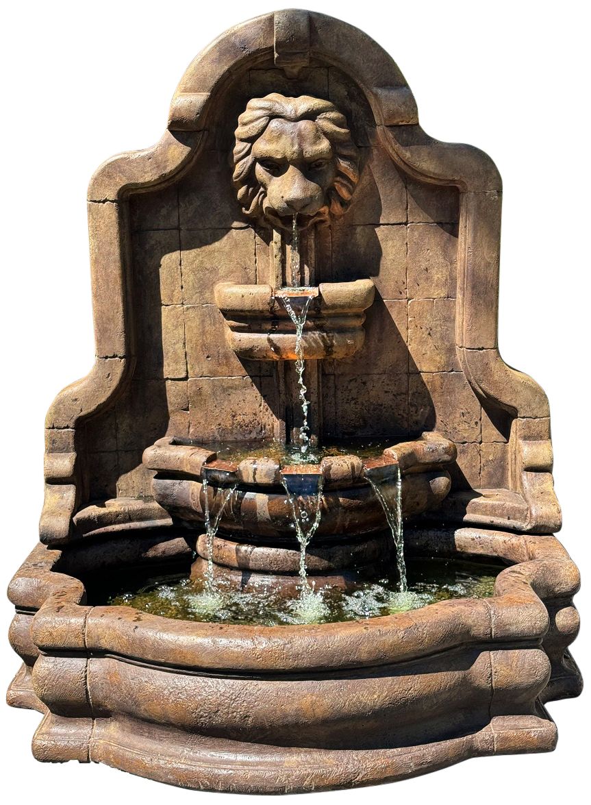 Lion Face Terrazo Bella 55"H Relic Lava Outdoor Fountain