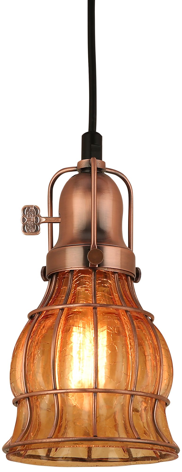 Hi-Lite Aubrey 5 1/4" Wide Weathered Copper Dark Glass Mini Pendant