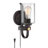 Eagleton 12&quot; High Oil-Rubbed Bronze LED Plug-In Wall Sconce