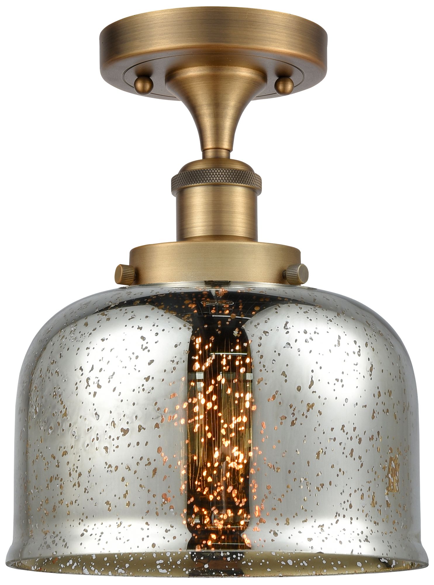Innovations Lighting Ballston Urban Bell  8" Semi-flush Mount - Brass - Silver Plated Mercu