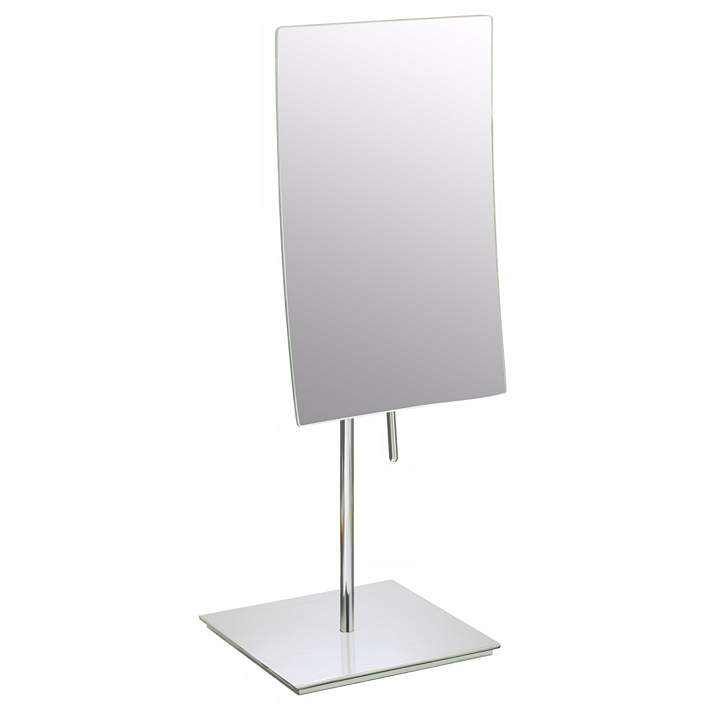 Brushed Nickel Finish Minimalist Vanity, Rectangular Vanity Stand Mirror