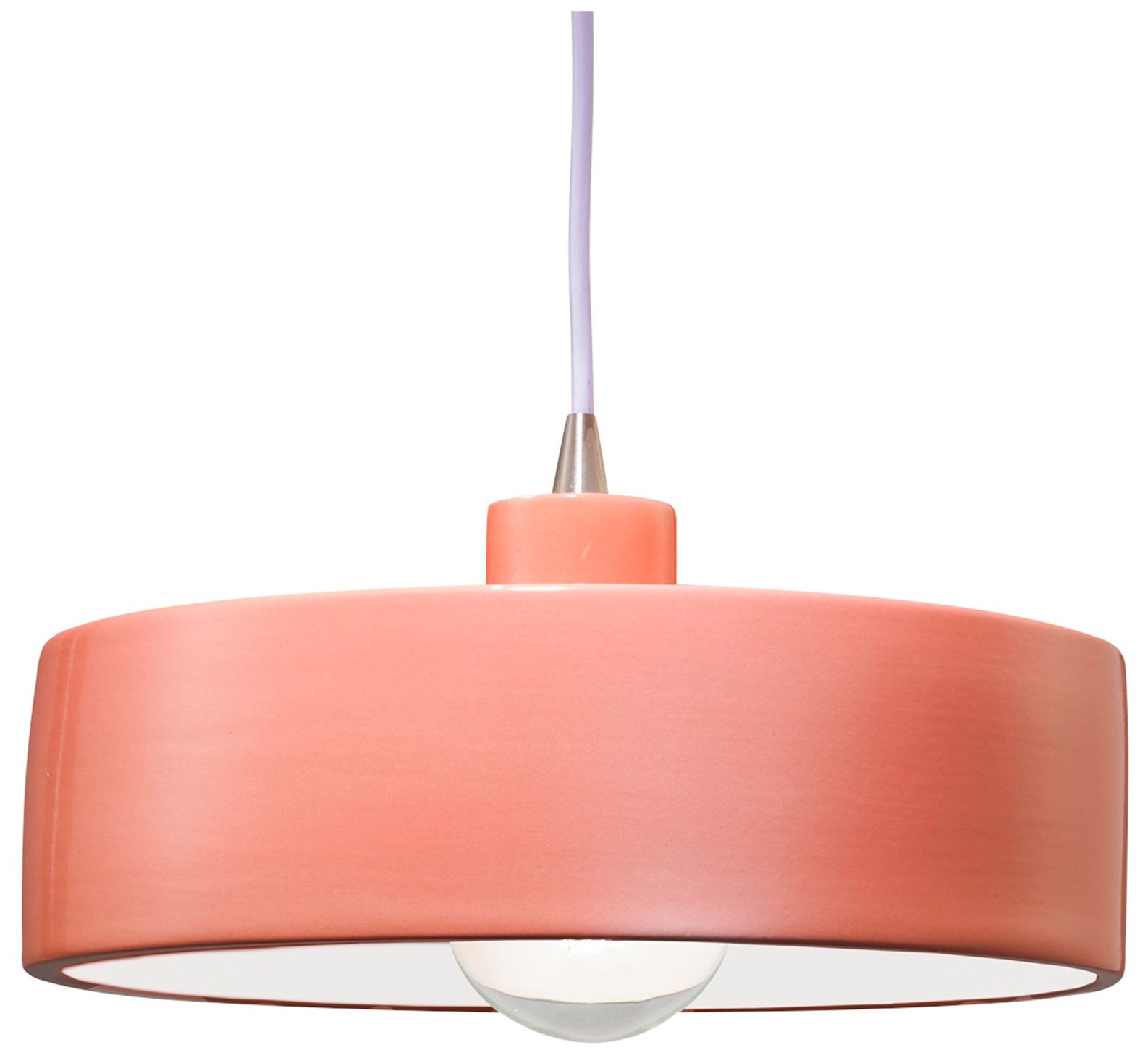 Dish 12" Wide Gloss Blush Ceramic Drum Mini Pendant Light