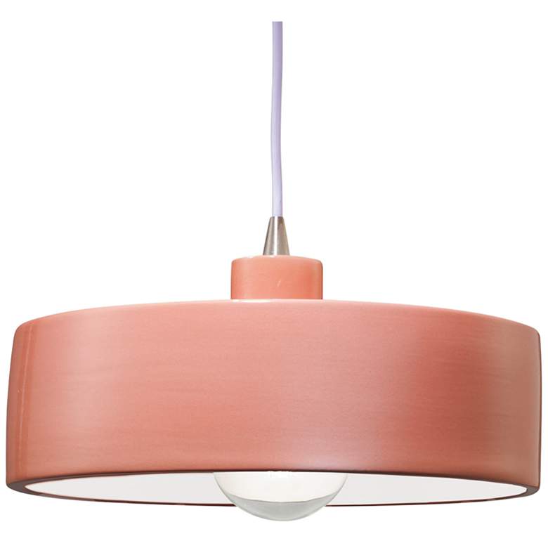 Dish 12&quot; Wide Gloss Blush Ceramic Drum Mini Pendant Light