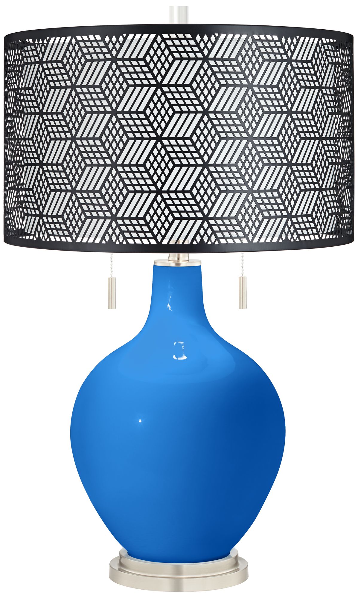 Royal Blue Toby Table Lamp With Black Metal Shade - #99F70 | Lamps Plus