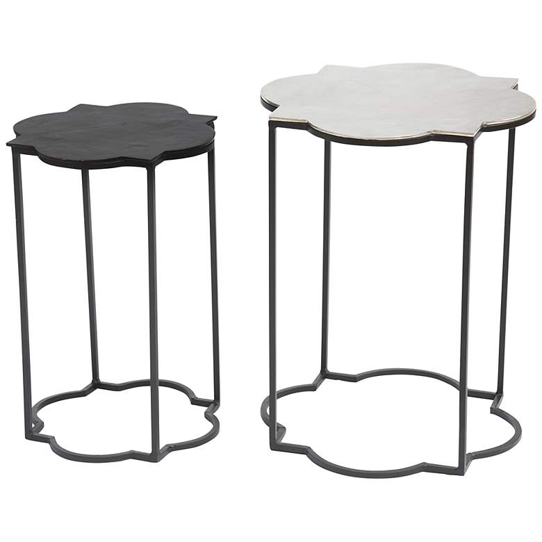 Zuo Brighton Black and White Round Modern Accent Tables Set of 2