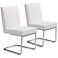 Zuo Quilt White Faux Leather Armless Dining Chairs Set of 2