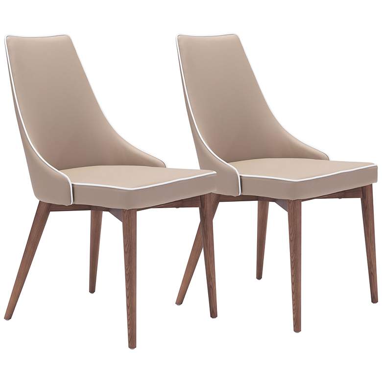 Zuo Moor Beige Faux Leather Dining Chairs Set of 2