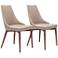 Zuo Moor Beige Faux Leather Dining Chairs Set of 2