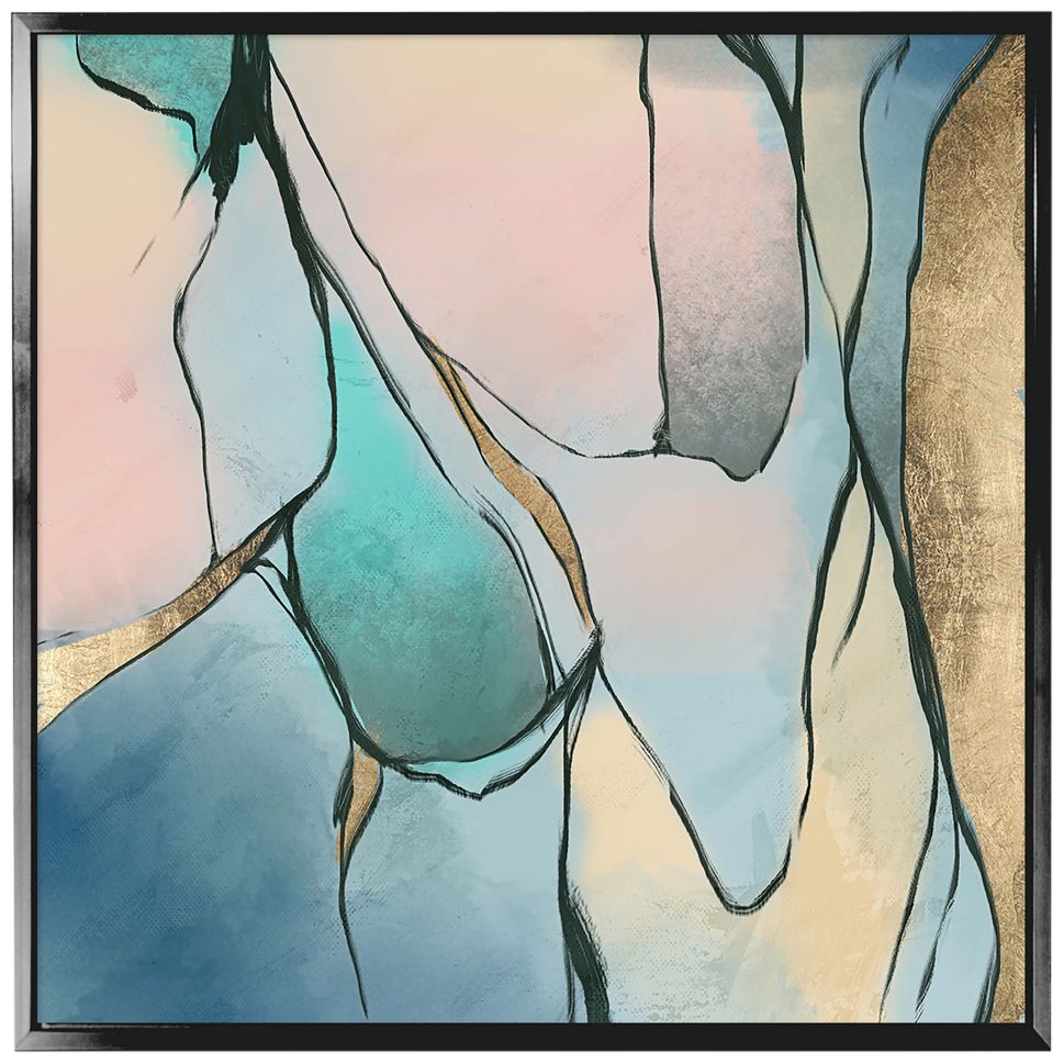 Stained Glass Windows Blue 37 3/4" Square Canvas Wall Art