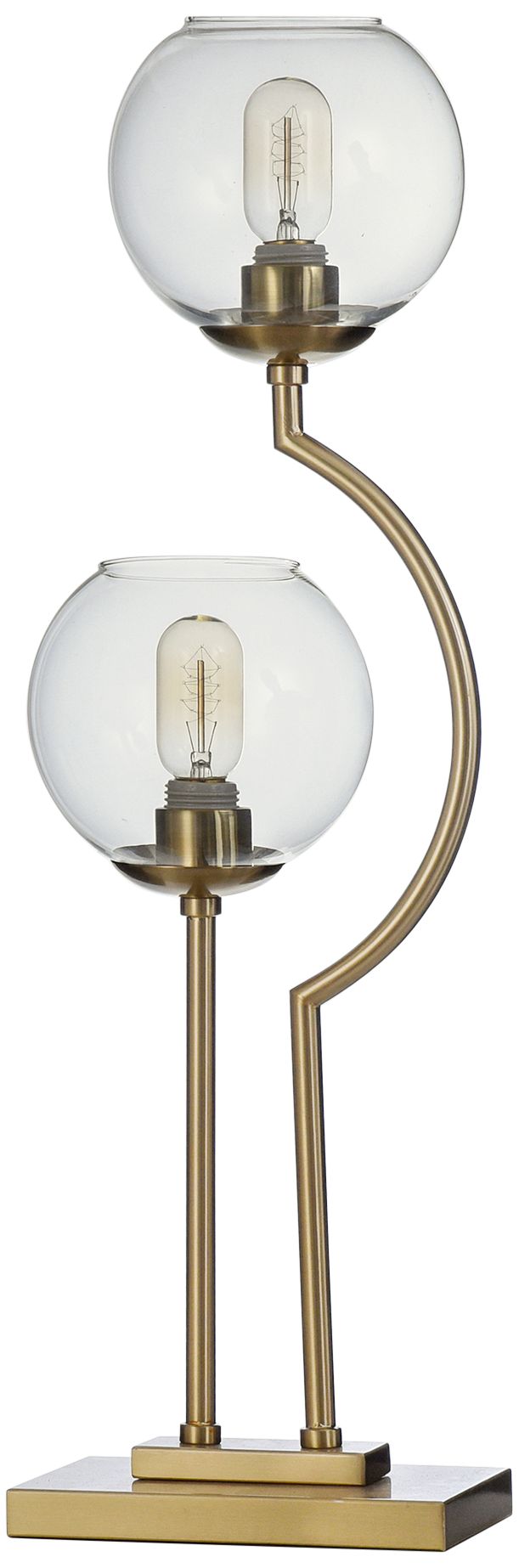 Bedford Brass Metal and Clear Glass Globe Uplight Table Lamp 99N31