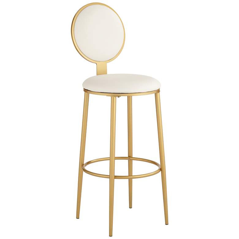 Image 2 Calix 44 1/2" Gold Metal and White Leather Barstool
