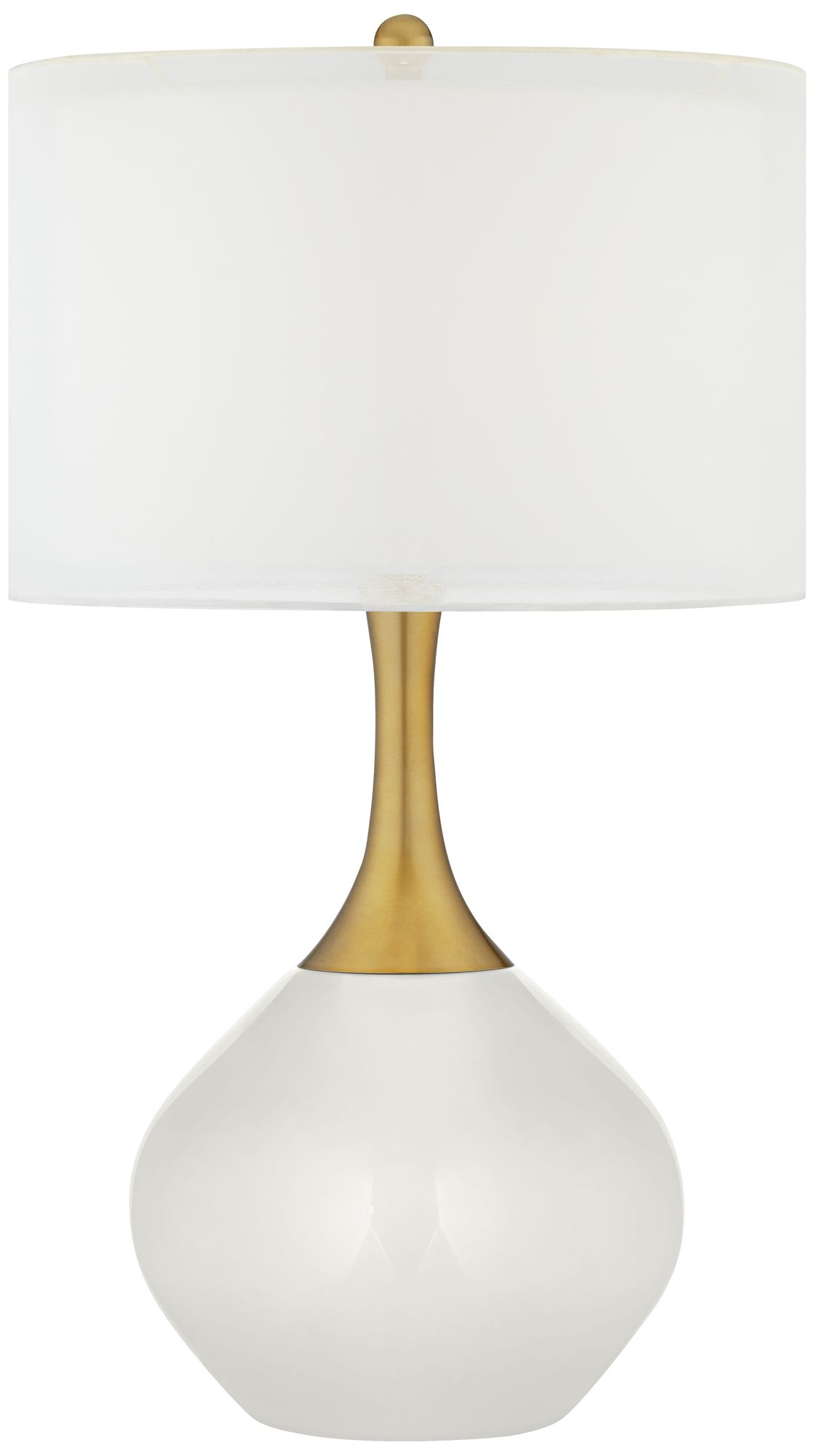 Winter White Nickki Brass Modern Table Lamp