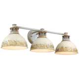 Kinsley 29&quot; Wide Steel and Antique Ivory 3-Light Bath Light