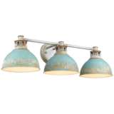 Kinsley 29&quot;W Galvanized Steel and Teal 3-Light Bath Light