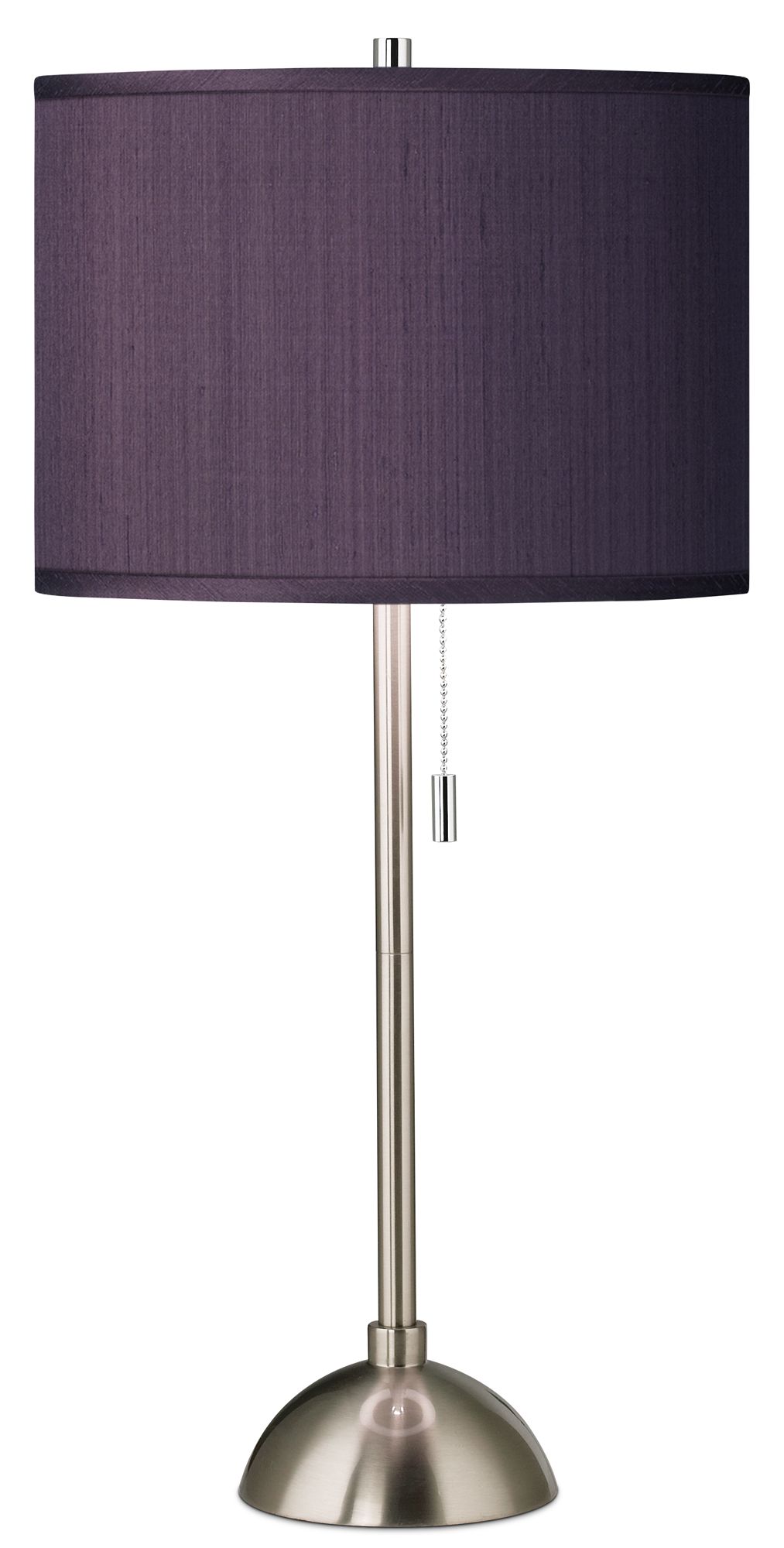 Eggplant Purple Faux Silk and Brushed Nickel Modern Table Lamp 99X97